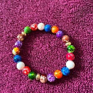 Multicolored bead stretch bracelet